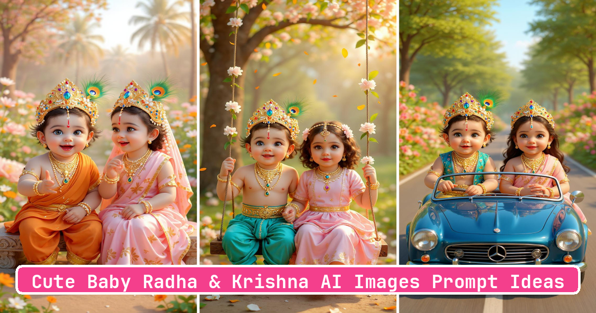 Cute Baby Radha & Krishna AI Images Prompt Ideas - Aivana