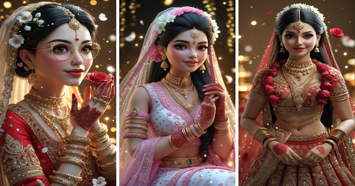 3D Character AI Indian Bride Wallpapers - Aivana