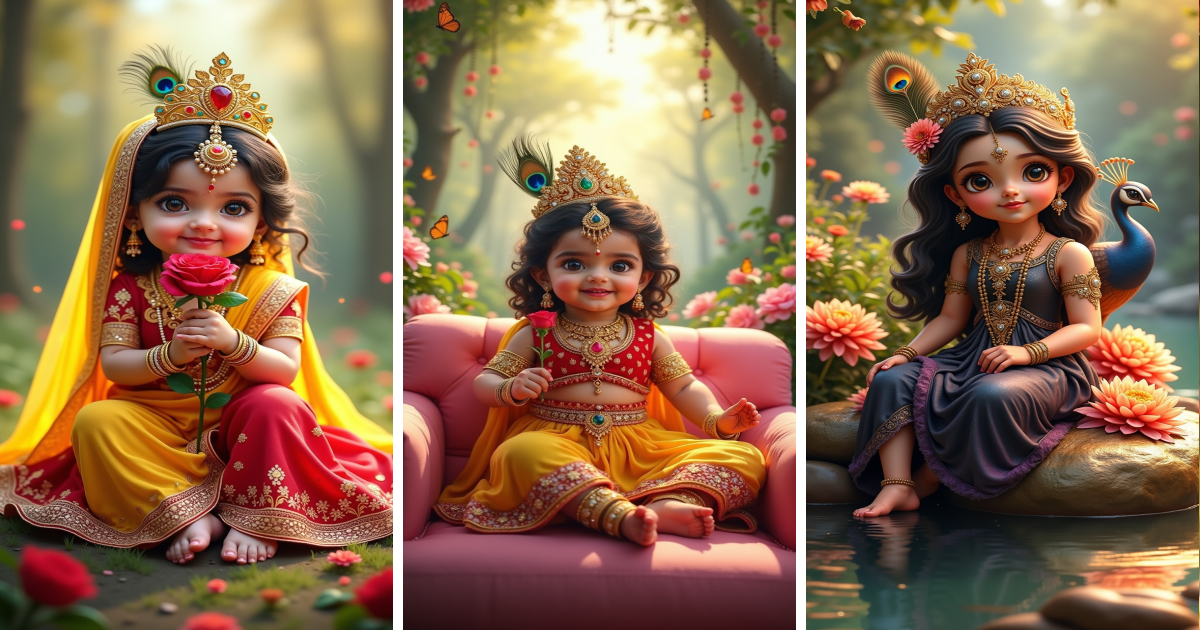 Little Radha - Divine Childhood AI Wallpaper - Aivana