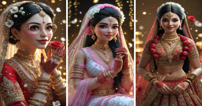3D Character AI Indian Bride Wallpapers