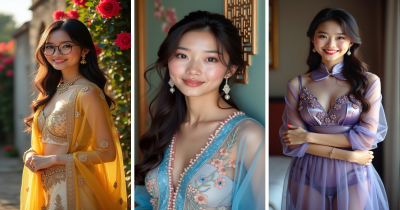 AI Photoshoot of Asian Woman Luxury Fashion, Office & Saree Looks