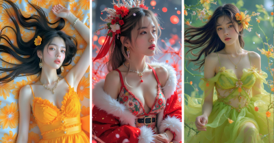 Beautiful AI Girls in Fantasy Dress Wallpaper